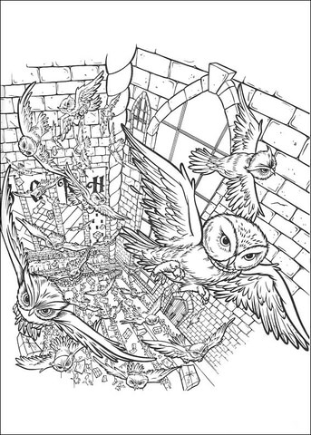 Owls In The Castle  Coloring Page